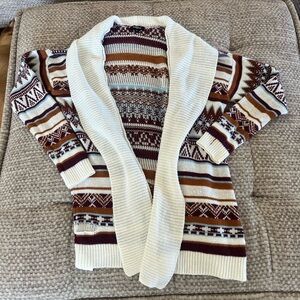 Ransom Cream and Brown Patterned Cardigan